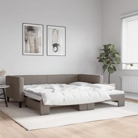 vidaXL Sofá-cama com gavetão 100x200 cm tecido cinzento-acastanhado