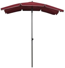 Guarda-sol de jardim com poste 200x130 cm bordô