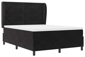 Cama Box Spring com Colchão Preto 140 x 190 cm em Veludo