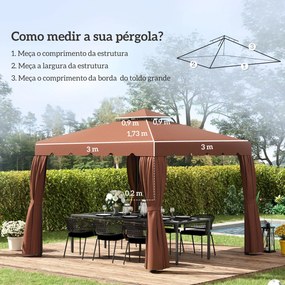 Toldo de Substituição para Pérgola 300x300 cm Teto de Substituição par