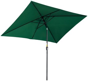 Outsunny Chapéu de Sol de Alumínio Retangular com Toldo Inclinável a Manivela e Mastro Desmontável 195x295x240 cm Verde