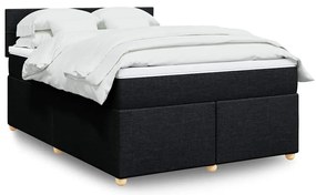 vidaXL Cama com molas/colchão 140x190 cm tecido preto
