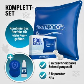 Conjunto de 4 almofadas para coberturas para piscina, 120 x 120 cm, -20 °C azuis