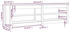 Banco sapateira 160x36,5x50 cm pinho maciço