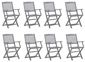 vidaXL Cadeiras de exterior dobráveis 8 pcs madeira de acácia maciça