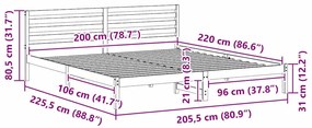 Estrutura da Cama com cabeceira Branco 200 x 220 cm