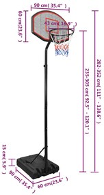 Tabela de basquetebol 282-352 cm polietileno preto