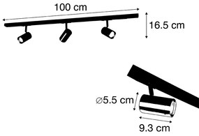 Sistema de trilhos com 3 pontos Monofásico preto com ouro - Jeana Moderno