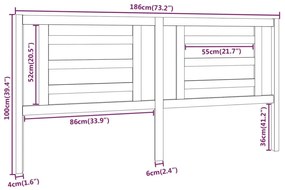 Cabeceira de cama 186x4x100 cm pinho maciço