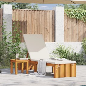 vidaXL Espreguiçadeira com almofada 200x55x30 cm de madeira maciça de acácia