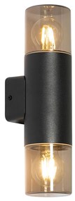 Candeeiro de parede exterior moderno preto 2-luzes IP44 - Odense Moderno
