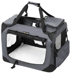 Transportadora dobrável para animais de estimação com estrutura em metal | FEANDREA | 70 x 52 x 52 cm | cinza | PDC70GY.