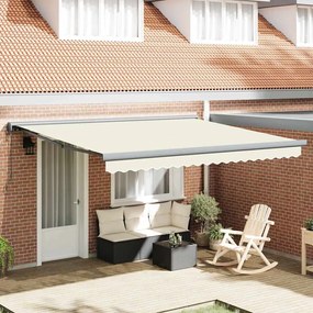vidaXL Toldo Retrátil Manual Creme 400 × 300 cm Tecido, Metal