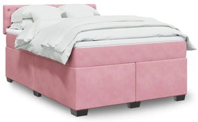 vidaXL Cama com molas/colchão 140x200 cm veludo rosa-escuro