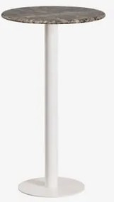 Mesa Alta De Bar Redonda Ø60 Cm Em Pedra Natural Xiren Mármore Castanho Emperador - Branco Glacial - Sklum