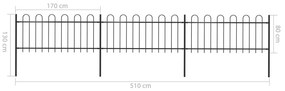 Cerca jardim com topo em aros 5,1x0,8 m aço preto
