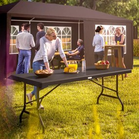 Mesa dobrável em plástico jardim, campismo 183x75x73cm antracite