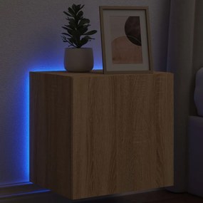 vidaXL Móvel de parede p/ TV c/ luzes LED 40,5x35x40cm carvalho sonoma