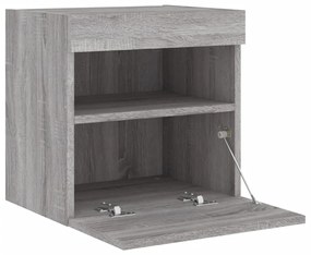 Móveis de parede para TV com luzes LED 2 pcs cinzento sonoma