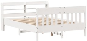 Cama sem colchão 140x190 cm madeira de pinho maciça branco