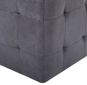 Pufe 2 pcs 30x30x30 cm camurça artificial cinzento