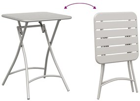 Mesa de Jardim Dobrável Bege 55 x 55 x 73 cm em Aço