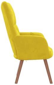 Cadeira de descanso veludo amarelo mostarda