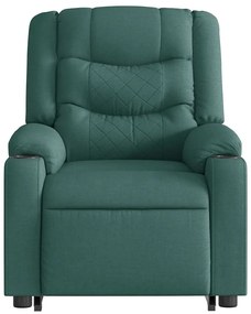 Poltrona elétrica elevatória massagens tecido verde-escuro
