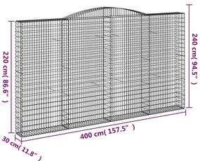 Cesto gabião arqueado 400x30x220/240 cm ferro galvanizado