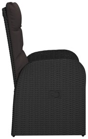 Cadeiras de jardim reclináveis c/ almofadões 2pcs vime PE preto