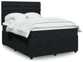 Cama com molas/colchão 160x200 cm veludo preto