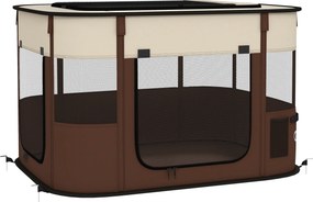 PawHut Parque Dobrável Portátil para Cães e Gatos, Cachorros, Coelhos e Porquinhos-da-Índia, Tecido Oxford, 84x64x53 cm, Castanho | Aosom Portugal