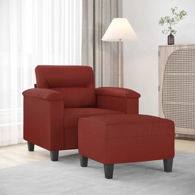 vidaXL Poltrona com apoio de pés 60 cm couro artificial vermelho tinto
