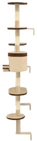 Árvore p/ gatos parede arranhadores sisal 194 cm bege/castanho