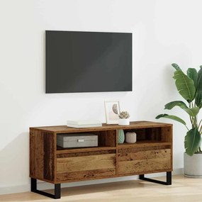 vidaXL Gabinete para TV com gaveta Madeira Antiga 100 x 34,5 x 44,5 cm