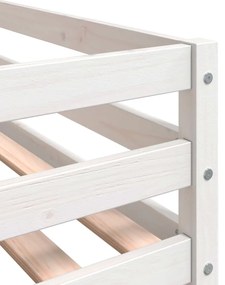 Cama alta p/ criança c/ escada 90x190 cm pinho maciço branco