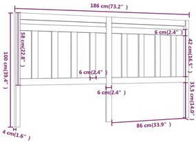 Cabeceira de cama 186x4x100 cm pinho maciço