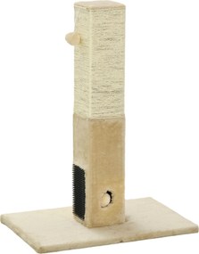 PawHut Poste Arranhador para Gatos 79 cm Arranhador para Gatos com Bola Suspensa e Poste de Juta 59,5x39x79 cm Creme e Bege | Aosom Portugal