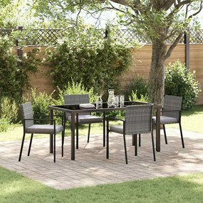 vidaXL Conjunto de Jantar para Jardim com 5 Peças, em Rattan Sintético Cinza