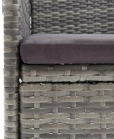 5 pcs conjunto de jantar jardim com almofadões cinzento/preto