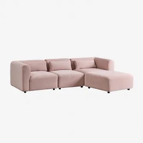 Sofá Modular De 3 Peças Com Pufe Fogler Bombazina Rosé - Sklum