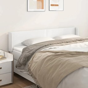 Cabeceira cama c/ abas couro artificial 163x16x78/88 cm branco