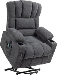 HOMCOM Cadeirão Relax Reclinável Elétrico Elevatório com Massagem e Calor Lombar, Assento com Molas e Porta USB, em Chenille | Aosom Portugal