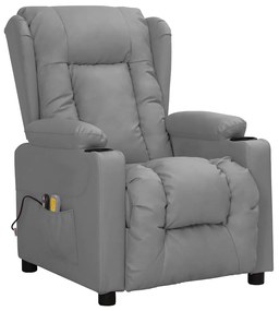 Poltrona de massagens elétrica couro artificial cinzento
