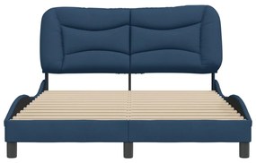 Estrutura de cama sem colchão 140x190 cm tecido azul