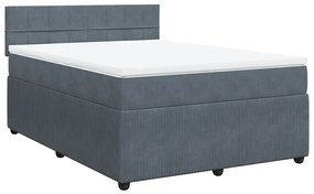 Cama com molas/colchão 140x200 cm veludo cinzento-escuro