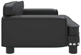 Cama para cães 70x45x30 cm couro artificial preto