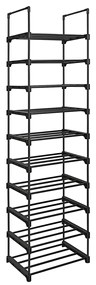 Sapateira SONGMICS, organizador de sapatos de metal com 10 níveis, design personalizável, estrutura de metal, prateleira que economiza espaço, para camarim, corredor, 30 x 45 x 174 cm, preto LSA25BK