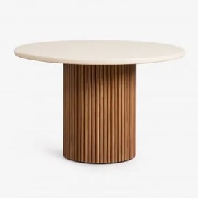 Mesa De Jantar Redonda Em Cimento E Madeira De Acácia Sirvon Ø120 Cm - Sklum