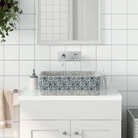 vidaXL Lavatório bancada retangular 46x35,5x13 cm cerâmica cinza/azul